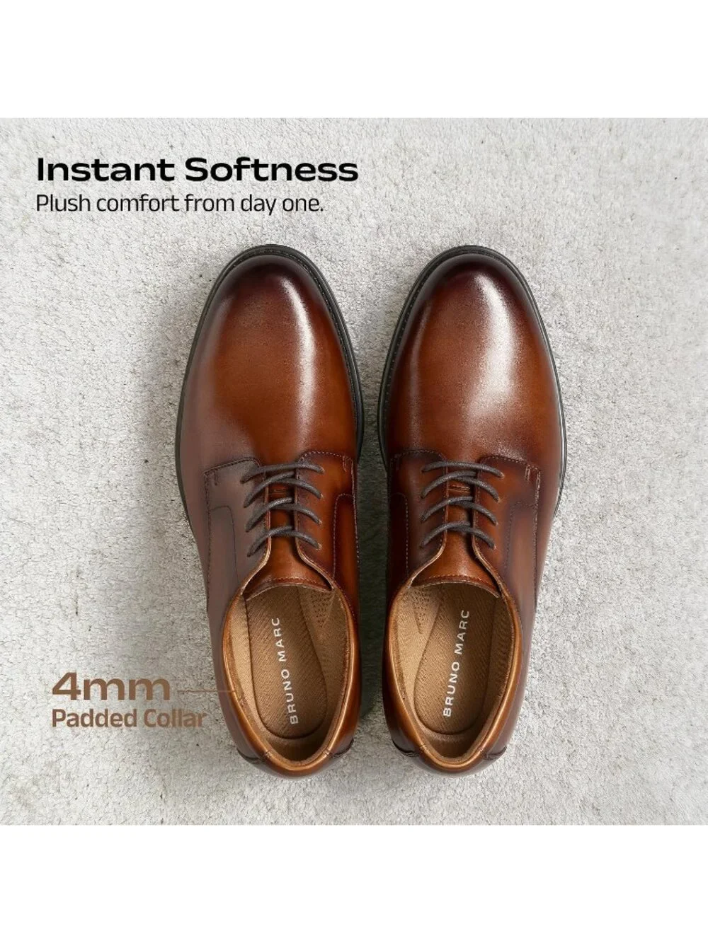 Men’s Light Brown Leather Comfort Oxford Dress Shoes Lace Up Business Formal